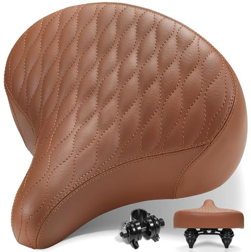 CDYWD Extra Breit Klassischer Fahrradsattel Herren & Damen, Bequem, Weich, Ergonomisch, Bequemer Vintage Fahrradsitz, Universal Ersatz Fahrradsättel für Mountainbike, Cityrad, Ebike, Heimtrainer