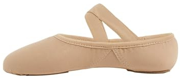 Cloud Soft Tan Girls Ballet Shoes Without Drawstring, Stretch Canvas Big Kids Dance Slippers for Yoga, Training, Performance, Indoor Workout Exercise, Gymnastics