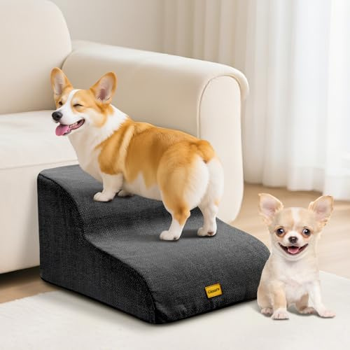 Gimars Escalier Extra Large Robuste en Mousse 30D Haute densité 2 marches pour canapé, escalier pour Animal Domestique pour Chien de Petite et Moyenne Taille, Noir