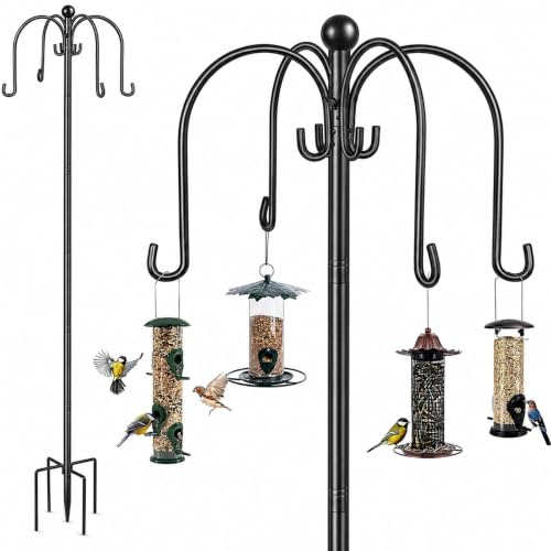 Bird Feeder Pole, 223cm Extra Tall Bird Feeders Hanging Station 19mm Pole Feeding Stand Hanger Free Standing Double Shepherds Hooks Crook, 1 Pack