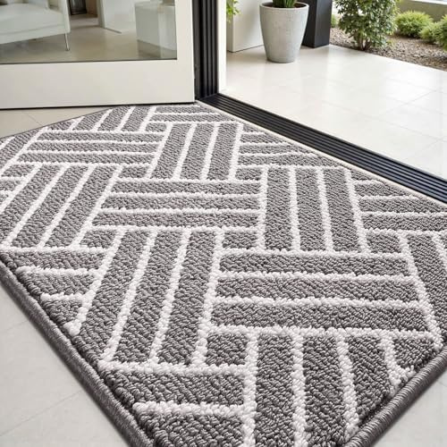 Sour Lemon Fußmatte 60x90cm – rutschfeste & Waschbare Schmutzfangmatte – Linienmuster Hochsaugfähige Türmatte für Innen und Außen,Eingang & Haustür,Hund,Küche,Patio, Flur, Garten