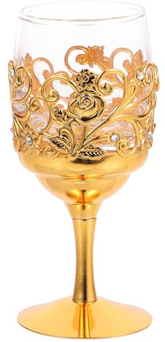 Baluue Copa De Vino Metálica y Vidrio Compacta, Vaso Para Licor Multifunción, Aleación De Aluminio y Cristal, Reutilizable Para Fiestas y Picnics, Taza Pequeña Para Bar, Copa De Licor 1 Unidad