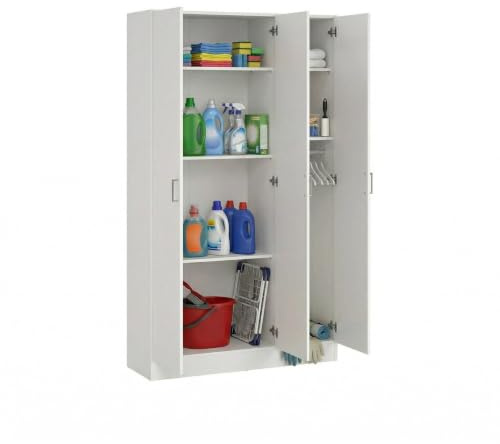 Dmora Tarapoto - Armadio Multiuso Grande 4 Ripiani, 3 Ante: 103.8x180h cm, Bianco