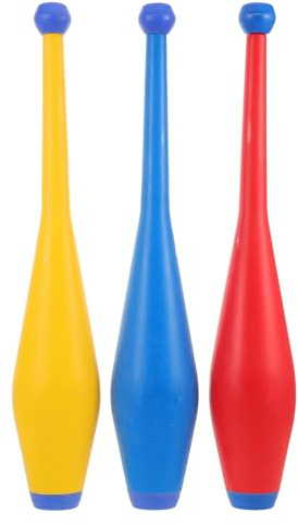 SUPVOX 3pcs Juggling Club Pins Set for Adults, Stage Acrobatic Rods in Red Blue Yellow, Circus Performance Props for Training and Outdoor Shows