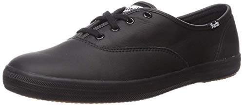 Keds Damen Champion Leather Lace Up Sneaker, Schwarzes Leder, 42 EU Weit