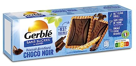 Gerblé Choco Fondant Noir Sans Sucres Ajoutés – Biscuits au Chocolat Noir Fondant, Sans Huile de Palme, Format Pratique 126g (12 biscuits)