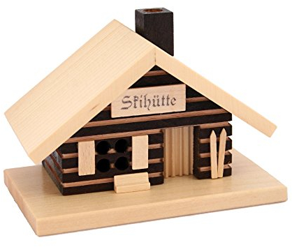 KNOX Räucherhaus aus Holz - Skihütte - für Räucherkerzen der Größe M - Größe: ca. 11 cm - Made in Germany