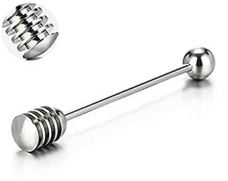 Honey and Syrup Dipper Stick Server Honey Spoon 304 Stainless Steel Wand for Honey Pot Jar Containers-6.3 Inch