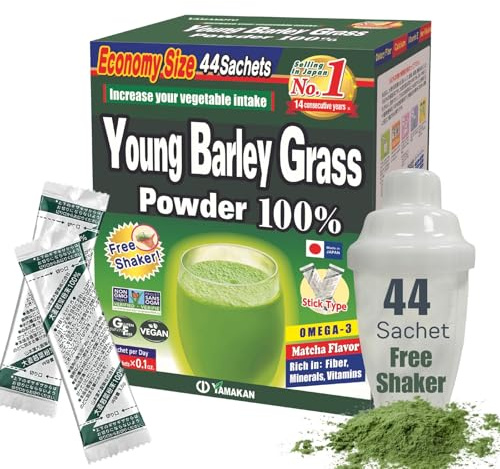 Yamamoto Kanpoh YAMAKAN Young Barley Grass Powder, Grass Juice for Gut Health & Vitality, Rich in Vitamins & Minerals for Women & Men, Super Greens Powder, Non GMO, Gluten-Free & Vegan, 44 Count