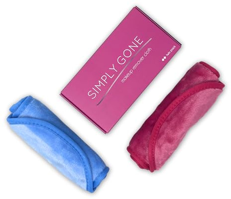 Simply Gone Make Up Remover Cloths | Reusable Makeup Removing Face Cloth ideal for Sensitive Skin | Makeup Remover Flannel 2 Set (Blue & Pink)