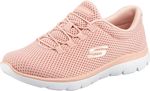 Skechers Mujer Summits 12985 Zapatillas, Rose Mesh/White Trim, 38.5 EU