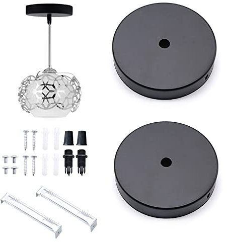 JJQHYC Baldachin Abdeckung Metall 100 mm Hängeleuchte Halterung Deckenleuchte Baldachin Lampe Zubehör Deckenbaldachin Schwarz Lampenbaldachin