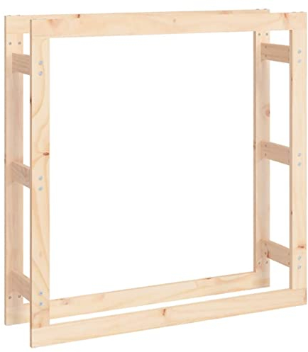 ZHOUMIN Kaminholzregal, Holzunterstand, Holzstapelhilfe, Aufbewahrung Holz, Holzregal, Brennholzregal Außen, Kaminholz Aufbewahrung, 100x25x100 cm Massivholz Kiefer