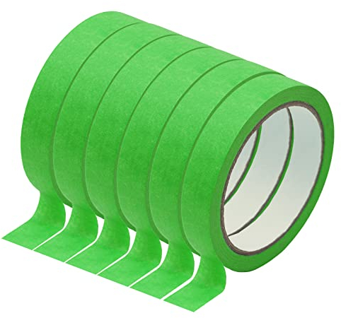 ALBOYI Lot de 6 rouleaux de ruban de masquage vert 18 mm x 20 m pour décoration, peinture, artistes, bricolage, masquage par pulvérisation, industriel, artisanat, intérieur et extérieur, plusieurs