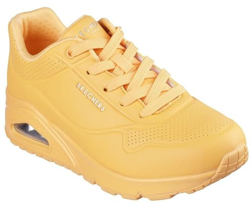 Skechers Baskets UNO Stand on Air pour Femme, Orange Soir avec Motif Zigzag Coucher de Soleil Chevron, 41 EU