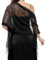 Yphzmtz Maschenware Spitze Stola mit Quasten Glamour Schal Tücher Mesh Umschlagtuch für Hochzeit Abendkleid Party Damen Festlich 185x65 cm Schwarz