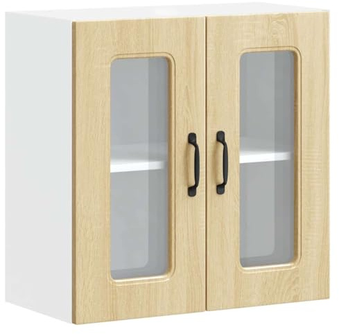 vidaXL Küchen-Hängeschrank mit Glastür Kalmar Sonoma-Eiche Holzwerkstoff, Wandschrank Küche, Wandschrank, Oberschrank, Küchenschrank