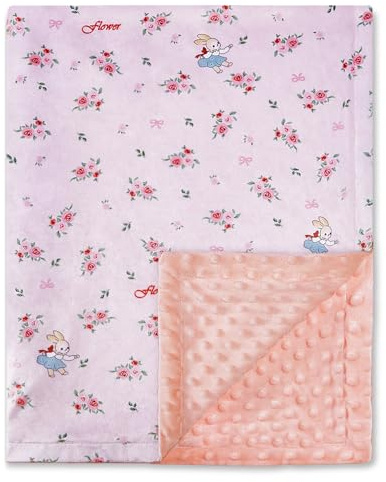 JORNH Baby Blanket for Newborns,New Gifts for Boys Girls Toddlers, Super Soft Baby Cot Blanket with Dotted Fleece Backing, Unisex New born Essentials(crushed flower,75x100cm)