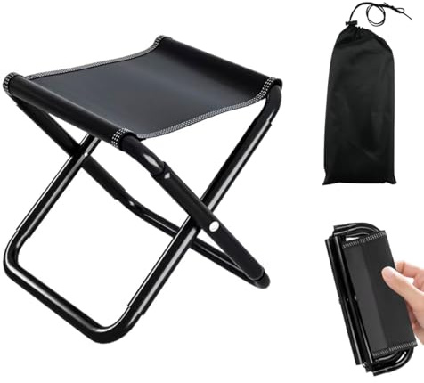 Puasok Campinghocker Klappbar, Mini-Klappstuhl für den Außenbereich, Mini-Klapphocker und Leicht Sitz Falthocker Klappbar für Reisen Wandern Garten Angeln Grillen Strand mit Aufbewahrungsbeutel