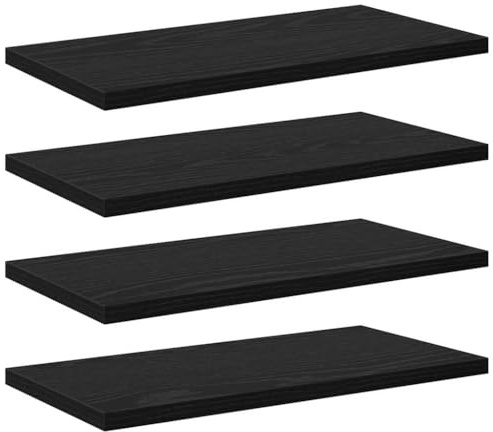 vidaXL Regalbrett 4 pcs Schwarz 40 x 20 x 1,5 cm Holzwerkstoff, Moderner Bücherregal, rechteckige Ablage für’s Wohnzimmer, funktional und stylisch mit klaren Linien