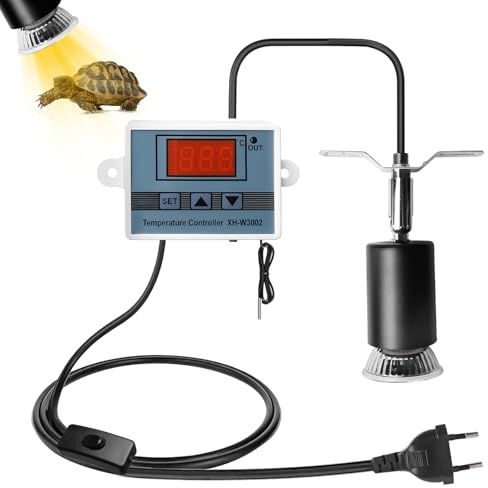 Lampada riscaldante per acquario, rettile, in ceramica, con termostato intelligente, per terrario, girevole a 360°, dimmerabile, per serpenti, tartarughe, lucertole, camaleonti