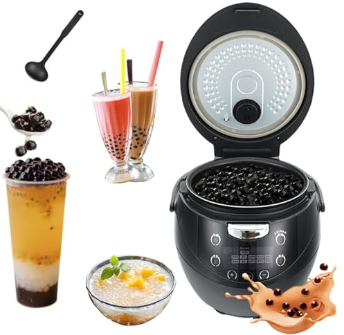 Troqullium Cocedor de Perlas Comercial, máquina automática de té de Burbujas de 6 L, Control táctil Inteligente, cocedor de Boba Antiadherente de 900 W for Perlas de Tapioca, té con Leche y postres.