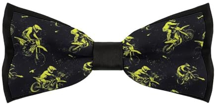 TZTTZT Green Motorcycle Rider Print Bow Ties for Men - Adjustable Men's Bowtie, Pre-tied Bow Ties for Men Wedding Party