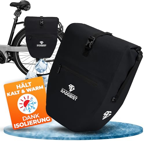 RADGEIST Fahrradtasche für Gepäckträger - Tasche für Fahrrad Gepäckträger - Gepäckträgertasche wasserdicht Umhängetasche (Schwarz 28L isoliert, Einzeln)