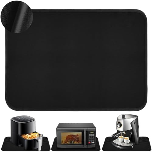Tappetino protettivo per piano di lavoro resistente al calore, 60 x 60 cm, rivestito in silicone, per friggitrice ad aria, macchina da caffè, forno, microonde, pentola calda, base scorrevole