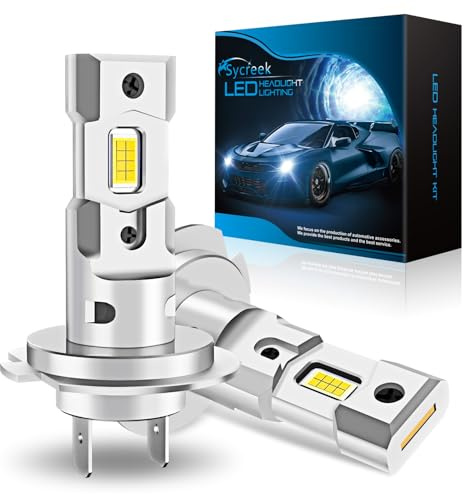 Sycreek H7 LED 30000 LM 100W – Kit de Conversion Phare Voiture/Moto 12V, Lumière Blanche Pure 6500K, 2*H7 LED Pièces, Remplacement Halogène Haute Luminosité
