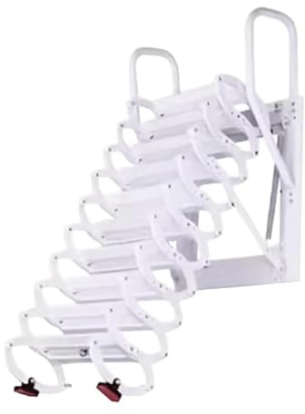 YPDJVLTI Manual Attic Stair Alloy Attic Ladder Wall Mounted Pull Down Loft Ladder Folding Retractable Staircase Space-Saving Easy to Use(3.1-3.5m)