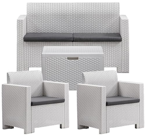 BICA 9067 Set Nebraska Salottino 4 Posti, Bianco, 281 x 155 x 79 cm