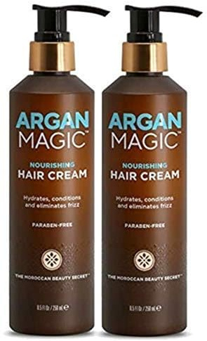 Argan Magic Nourishing Hair Cream - Hydrates, Conditions, and Eliminates Frizz for All Hair Types | Seals in Shine | Paraben Free, (8.5 oz / 2 Pack)