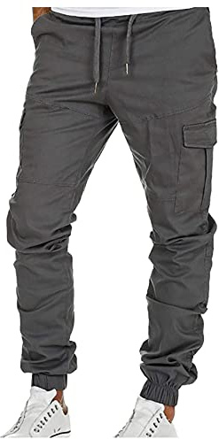 Hommes Pantalon Cargo de Travail Style Militaire, Casual Multi Poche Sports De Combat Pantalons en Coton pour Home Homme Chino Jogging Jog Gris Survetement Sport Pants Large Noir Beige Jogger Pas Cher