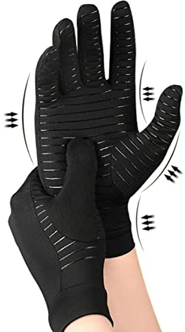 Muross 2 Pairs Arthritis Compression Gloves for Women and Men Full Finger Gloves with Pressure, Pain Relief and Healing for Arthritis, Carpal Tunnel,Black(M)