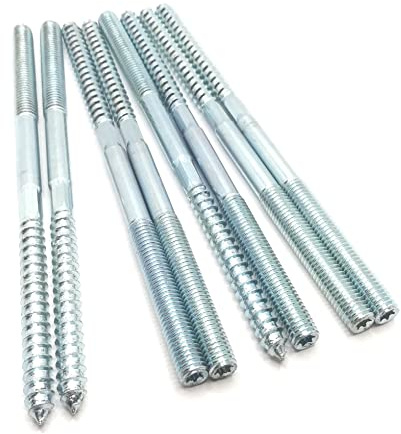 Hanger Bolt M8x150 Silvery Double Headed Bolt Self-Tapping Screw with Hexagon for Furniture 8Pcs