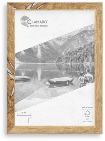 Clamaro 'COLLAGE' cadre photo 50x65 fabriqué à la main sur mesure | Chêne vieux bois | Cadre moderne en MDF, avec verre acrylique, fond et suspension