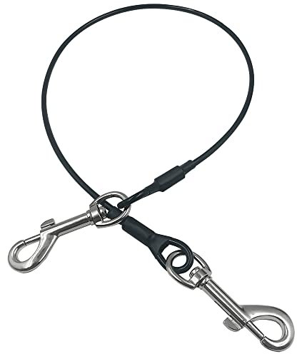 Yucool Cintura di Sicurezza per Auto per Cani, Imbracatura per Auto con Cavo in Corda d'Acciaio a Prova di Masticazione, Guinzaglio per Cavo con Catena per Cani