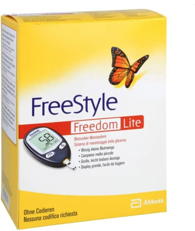 Freestyle Freedom Lite Blood Glucose Monitoring System MMOL/L with 10 Test Strips | Compact Metering Device For Diabetes | Branded Thankyou Card