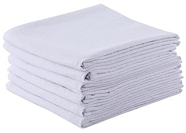 clwellge 100% Cotton Flour Sack Dish Towel Tea Towel Pack of 6 White