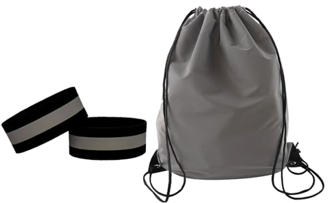 FAINCA Wasserdicht Turnbeutel, Reflektierend Sportbeutel + Schwarze Sportarmbänder, Damen Herren Schwimmbeutel, Verstellbar Kordelzug Kordelzugbeutel, für Fitnessstudio, Andere Outdoor Aktivitäten