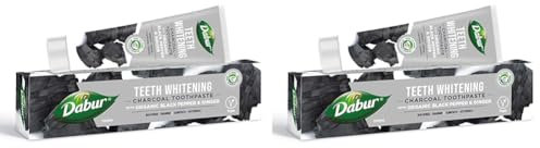 Dabur Teeth Whitening Charcoal Toothpaste 100ml with Organic Black Pepper & Ginger - Natural Oral Care for Brighter Smile and Healthy Gums (Pack of 2)