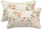 Tosleo Lot de 2 Housse de Coussin Brodées 30x50cm Taie d'oreiller en Coton Floral Fleurs Violettes Roses Deco pour Canapé Chambre Salon Voiture Fauteuil Jardin Ferme
