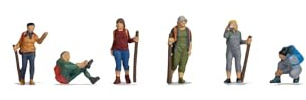 NOCH® Juego de Figuras de peregrino, 6 Piezas, H0, coloreadas a Mano, para Decorar Regalos, Manualidades y Bricolaje