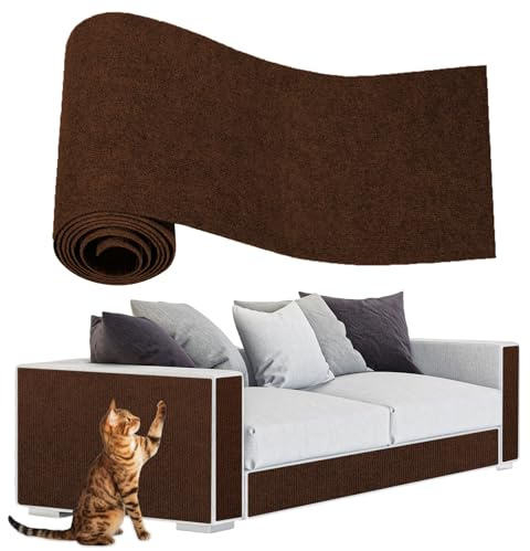 ENONCI Cat Scratching Mat - Self-Adhesive Cat Scratch Protectors for Sofa, Carpet & Furniture - Reusable Couch Protector (Brown, 15.7 x 78.7)
