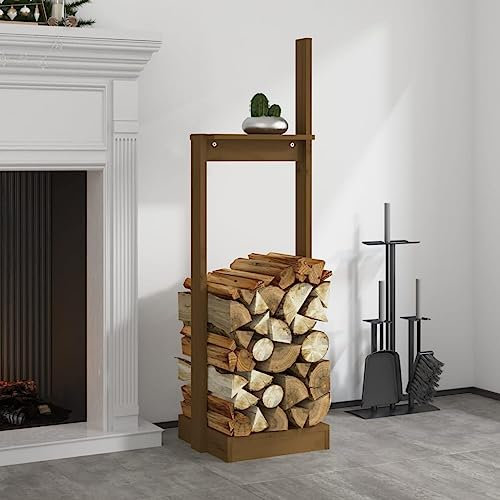 Accessori per caminetto e stufa a legna, portalegna e portalegna marrone 33,5 x 30 x 110 cm in legno massello di pino