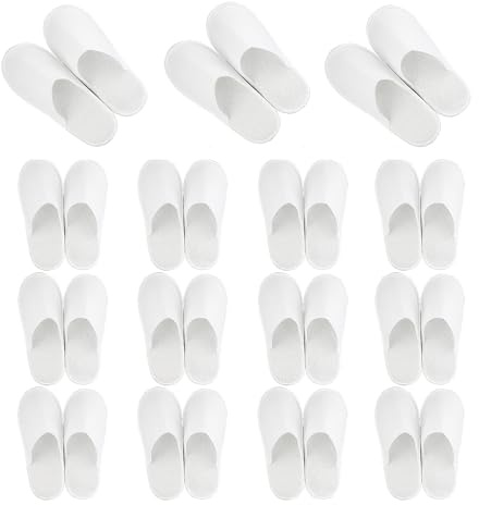 AMANDELIZABE Pantofole dell'hotel, 15 Paia Pantofole usa e Getta Pantofole Ospiti, Punta Chiuse Spa Pantofole per Hotel, Casa, Uso degli Ospiti, Bianco