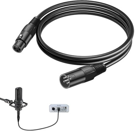 Hukneqn XLR Mikrofonkabel, 3M XLR Kabel, XLR Stecker auf XLR Busche Kabel, XLR Audio Kabel für Mikrofone, PA-Systeme, Mischpulte und Lautsprecher, Signalübertragung für Studio und Live, Anwendungen