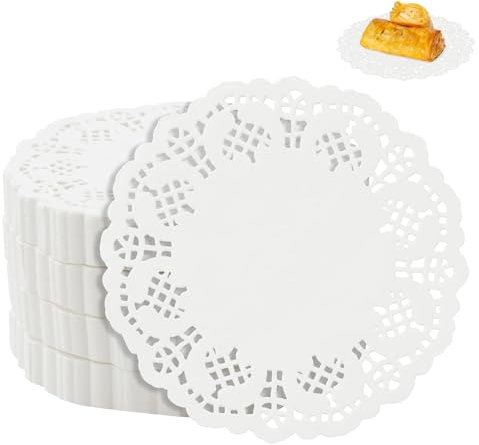 Kisstta 150 Stück Tortenspitze, Tortenunterlage Rund, Tortenspitzen, Tassenuntersetzer Papier, Tischset Papier, Tortenpapier, Spitzendeckchen, Lace Doilies Paper Für Hochzeit, Geburtstag, Desserts