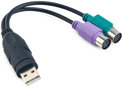 PS2 to USB Adapter, Automatic Installation USB Keyboard Monitor Laptop Barcode Scanner Mouse Adapter Converter